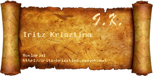 Iritz Krisztina névjegykártya